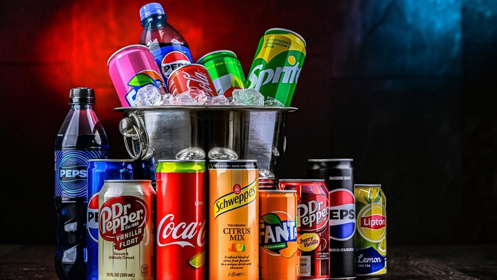POZNAN, POL - OCT 31, 2024: Products of popular global soft drink brands
