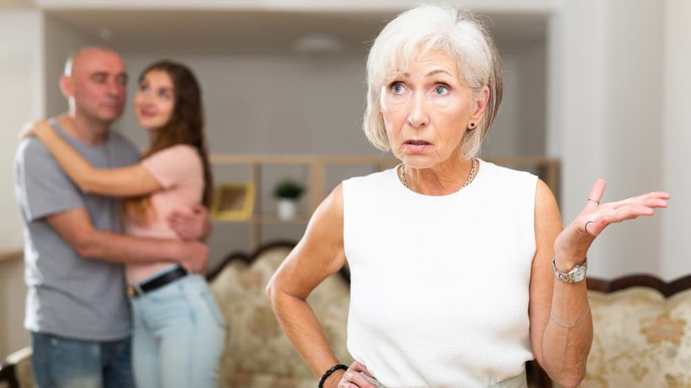 Unhappy old mother has disagreement with annoyed family