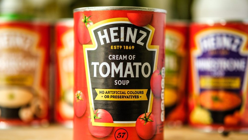 London UK, April 22 2025, Tin of Nourishing Heinz Cream of Tomato Soup