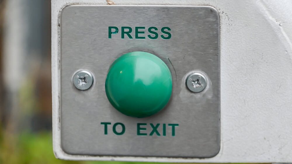 Press green button to exit, London, United Kingdom, 8 January 2025