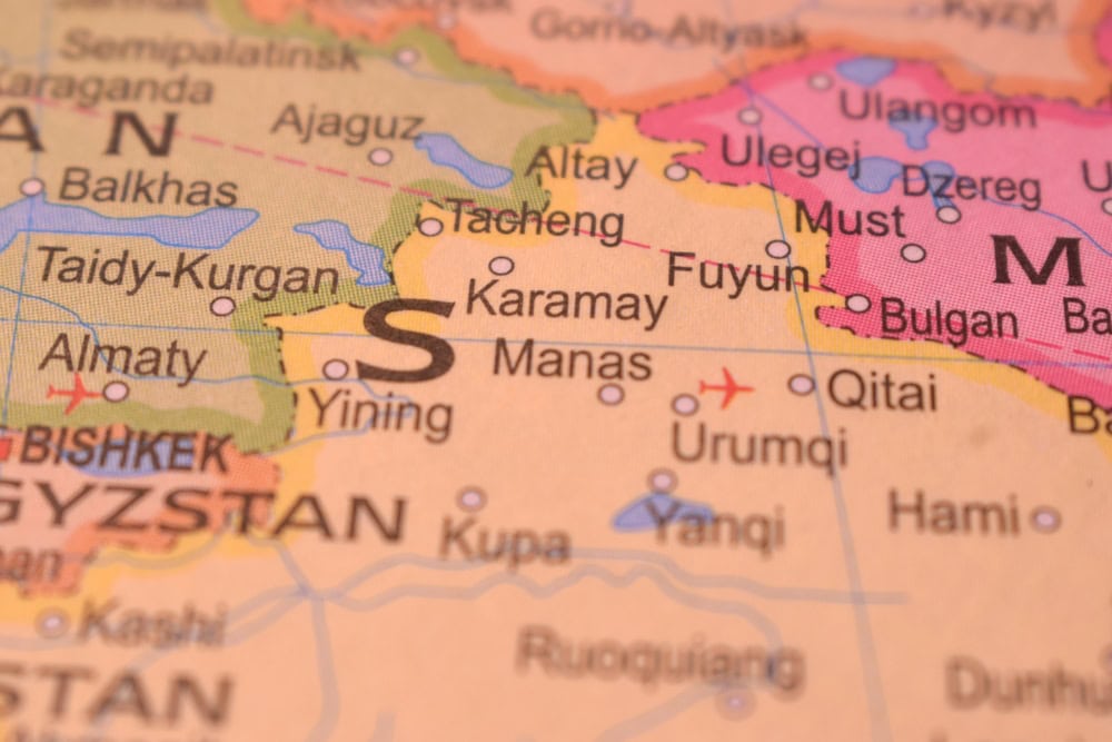 Political Map of Karamay City OF China With Neighboring Cities Or Countries Image