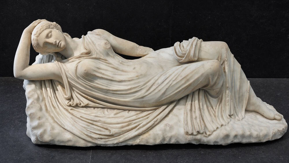 Abu Dhabi, UAE - October 29, 2025: Ariadne a Cretan princess (Roman Statue after a Greek model) in the Louvre Museum, Abu Dhabi, UAE.