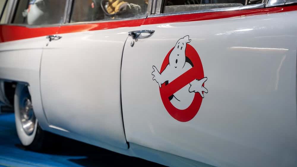 Ghostbusters Ecto 1 car on display at Canadian International AutoShow. Toronto, Canada - February 18, 2026.