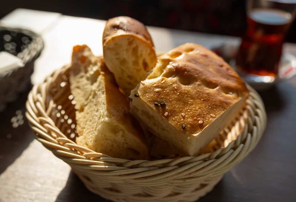 Asian Bread Pieces on Restaurant Table, Bread Pieces Served in a Basket, Breakfast Table
