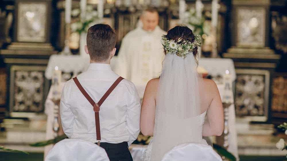 lovely wedding couple takes part in the wedding ceremony