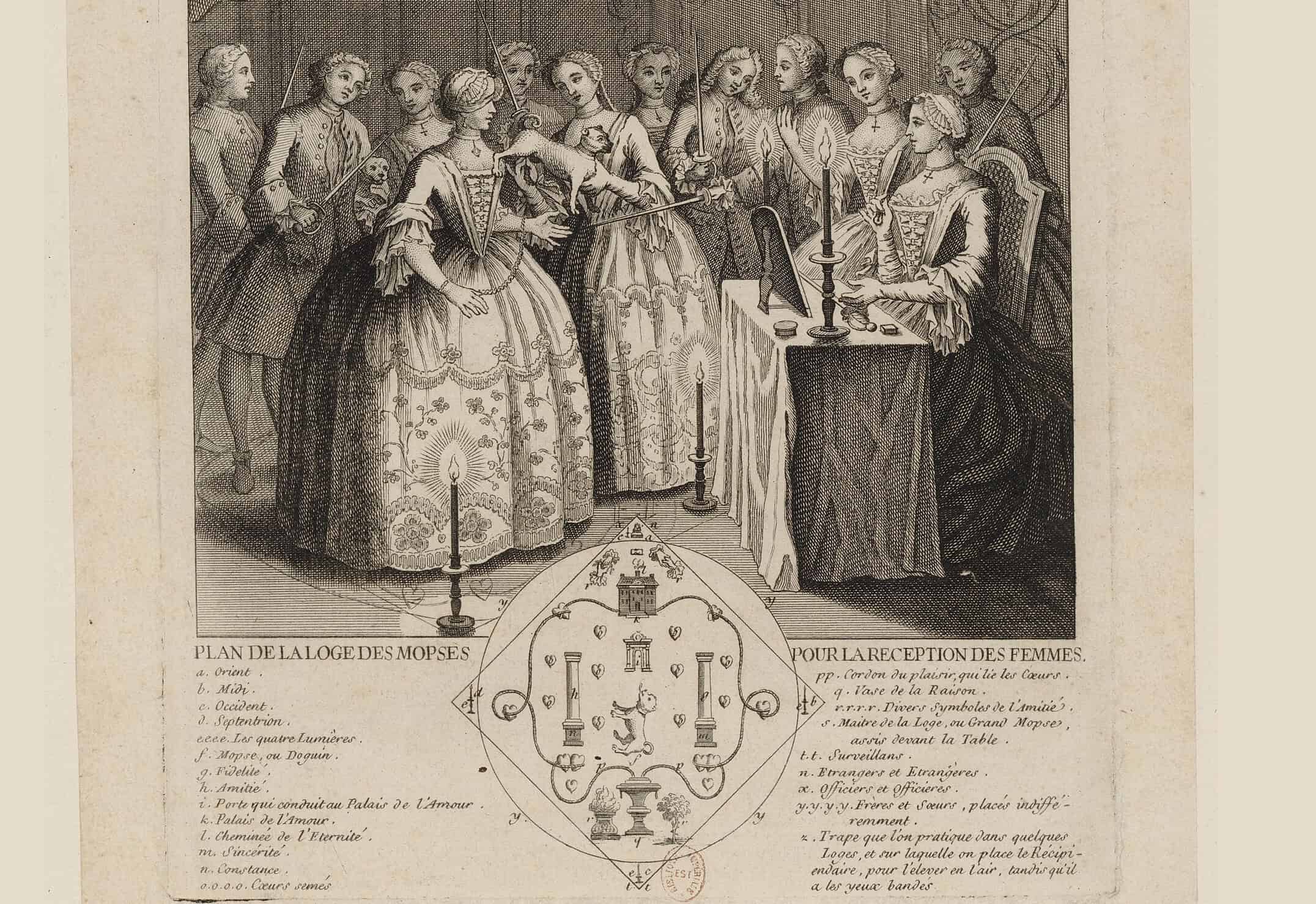 Plan de la loge des mopses pour la réception des femmes - estampe - btv1b8409993m