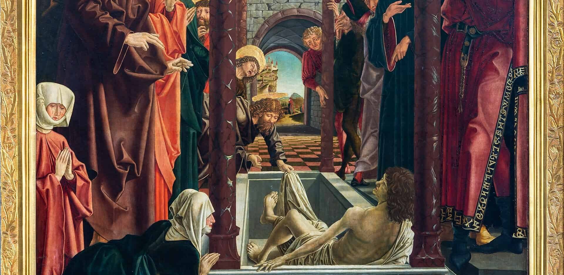 The Raising of Lazarus at the St. Wolfgang Altarpiece of the Catholic parish- and pilgrimage church