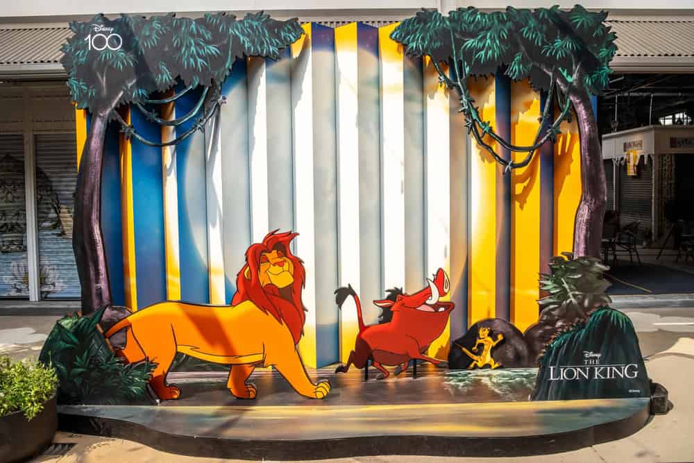 BANGKOK, THAILAND, 19 April 2023 - A beautiful standee of a movie called Lion King from walt disney