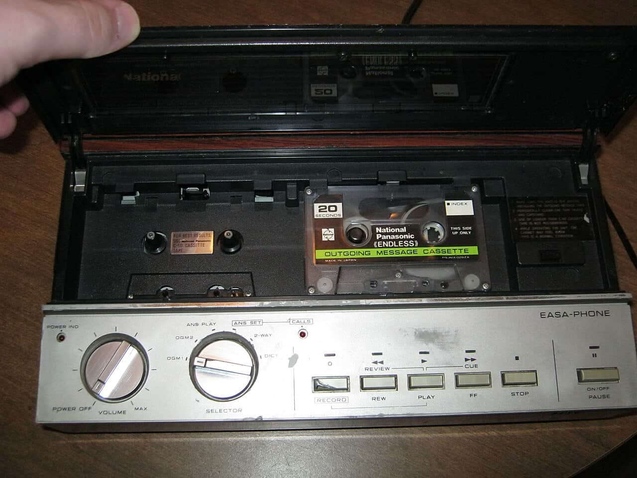 Dual endless cassette tapes in a National Easa-Phone answering machine