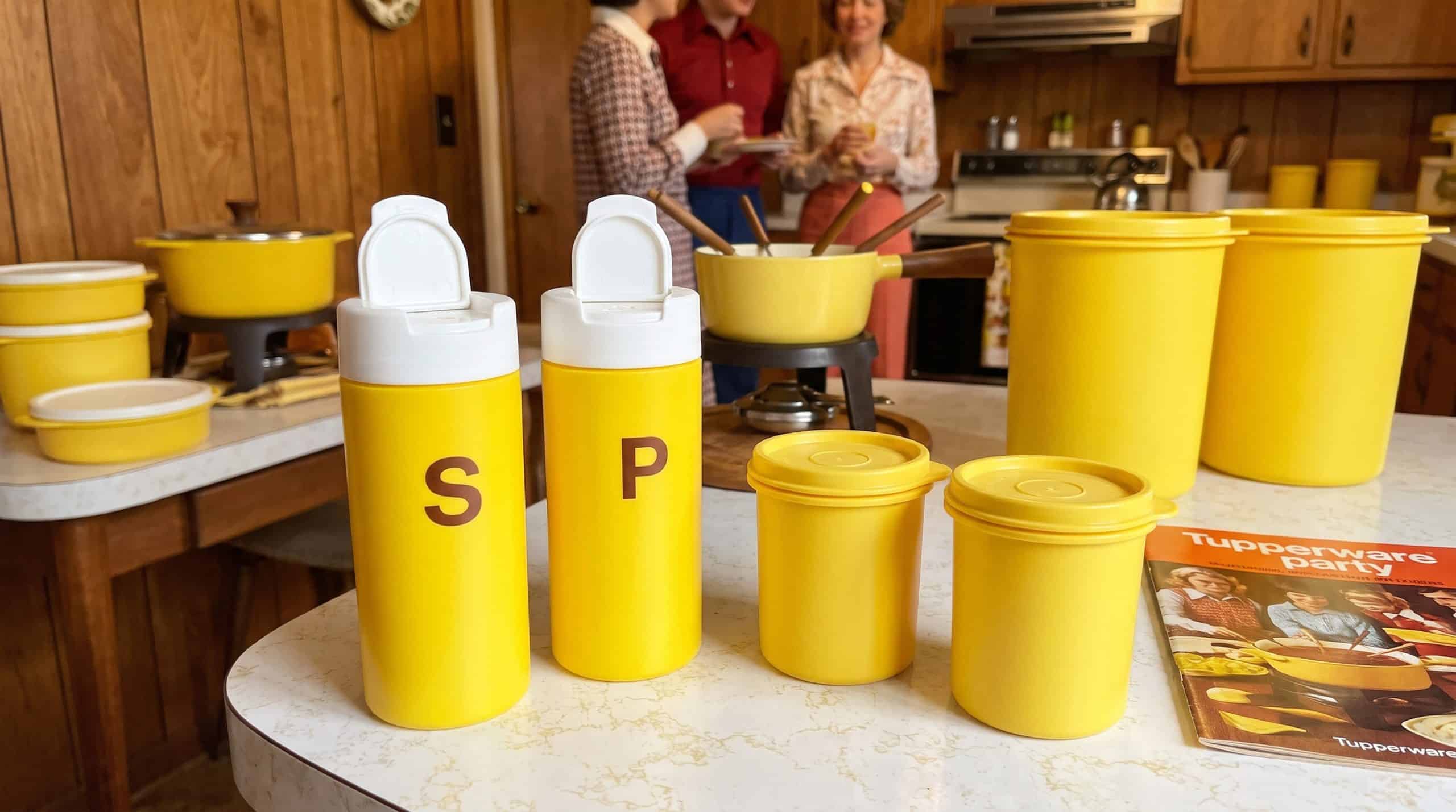 tUPPERWARE YELLOW SALT AND PEPPER SHAKERS