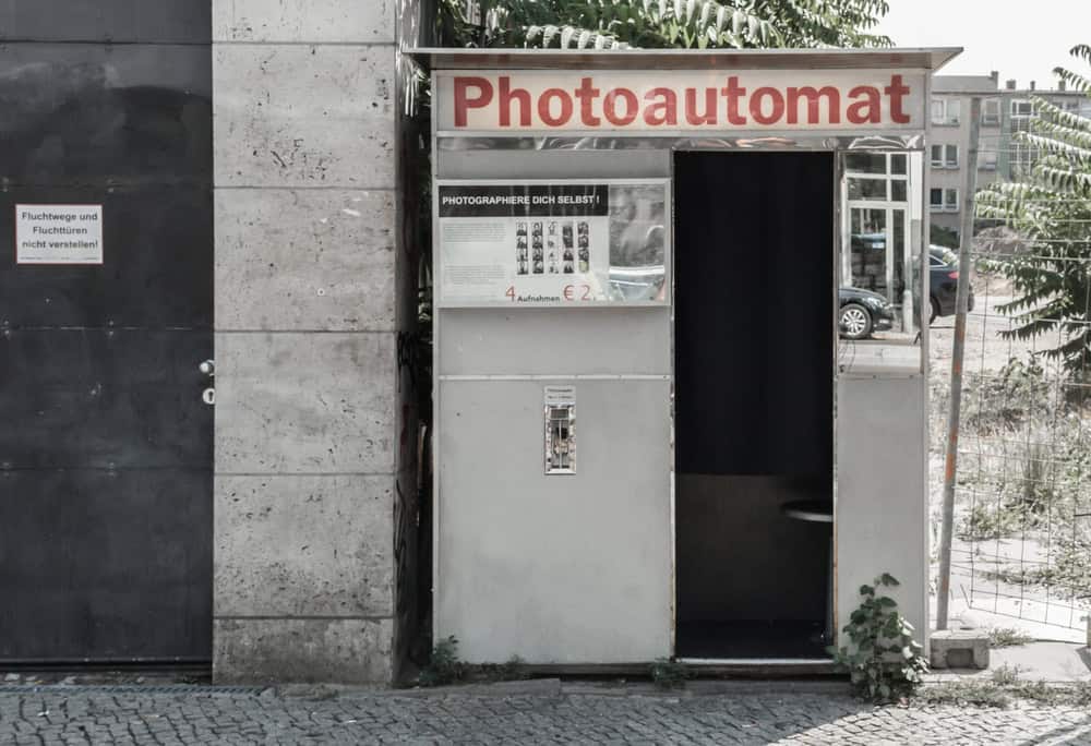 BERLIN, GERMANY - CIRCA JULY, 2018: The traditional and retro Photoautomat or photo booth located at Schönhauser Allee, Prenzlauer Berg district.