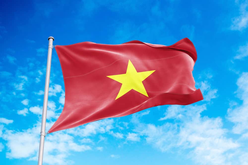 Vietnam flag waving in the wind