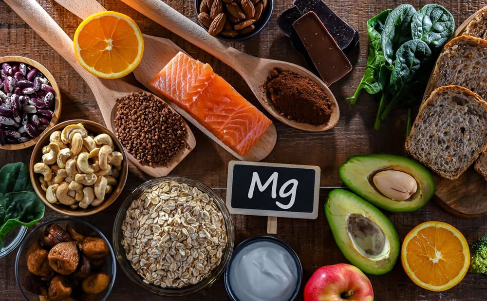 Composition with food products rich in magnesium.