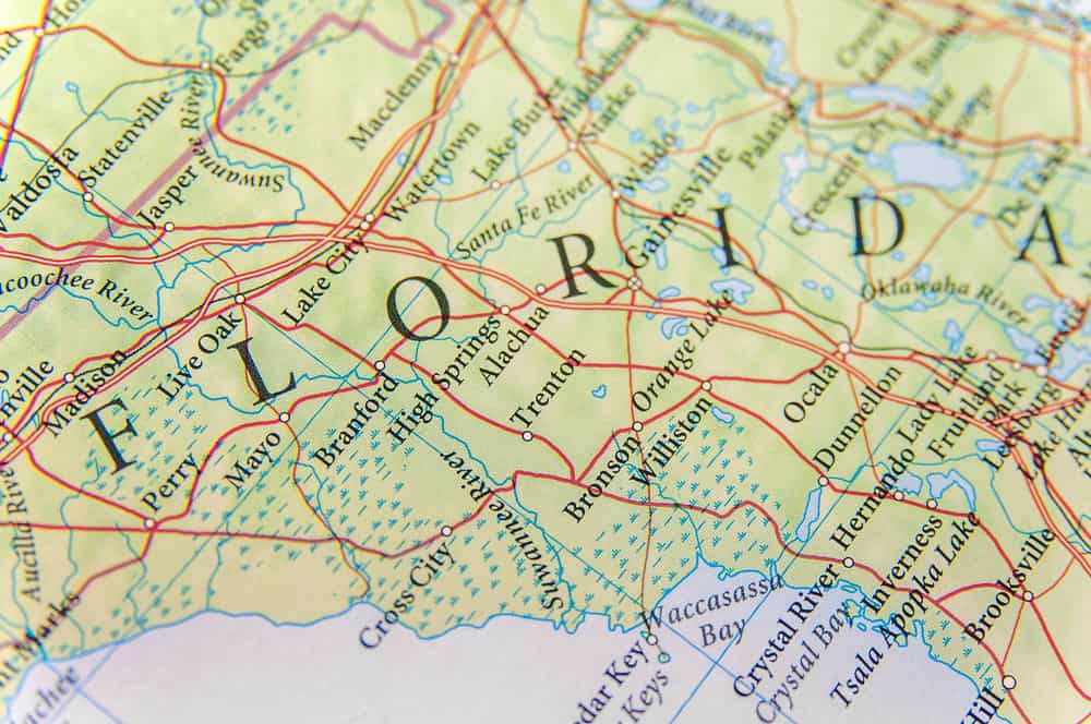 Geographic map of Florida close