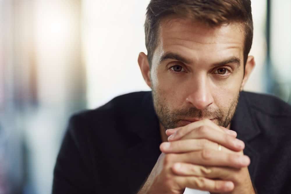 Thinking, mindset and portrait of business man for policy, finance regulations or compliance officer. Reflection, brainstorming and planning with person at insurance company for risk management