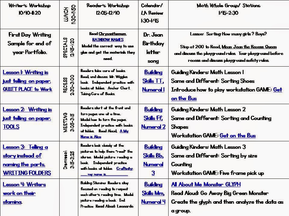 Lesson Plans Week One: Peek at My Week