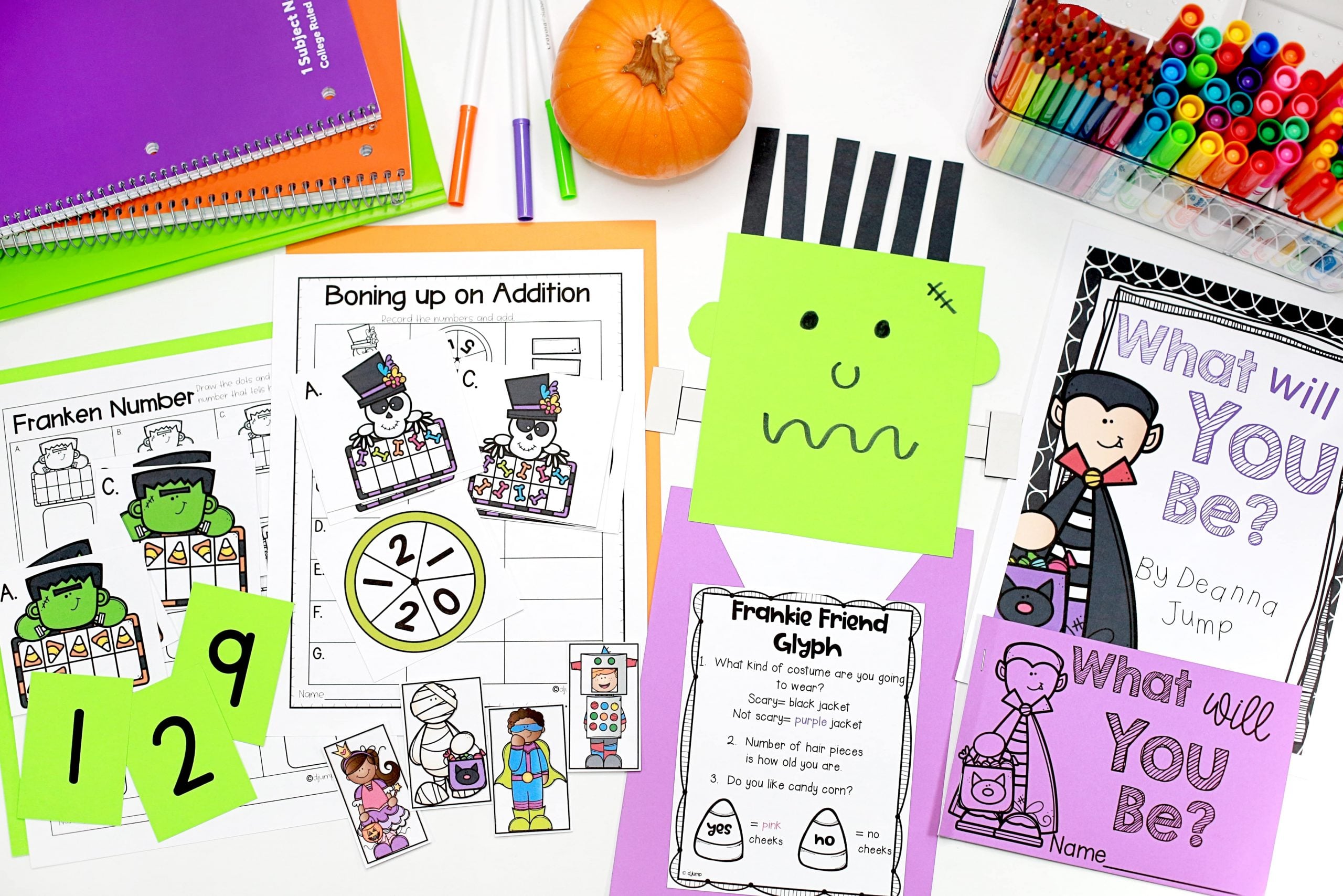 Halloween Classroom Activities for kindergarten and first grade! If you're looking for a Halloween unit math and literacy activities labeling sheet, you can get it from this blog post for free.