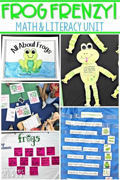 Fun frog lesson plans in a nonfiction unit about frogs. Students read and write about frogs, play math and literacy games, and create a craft, too!