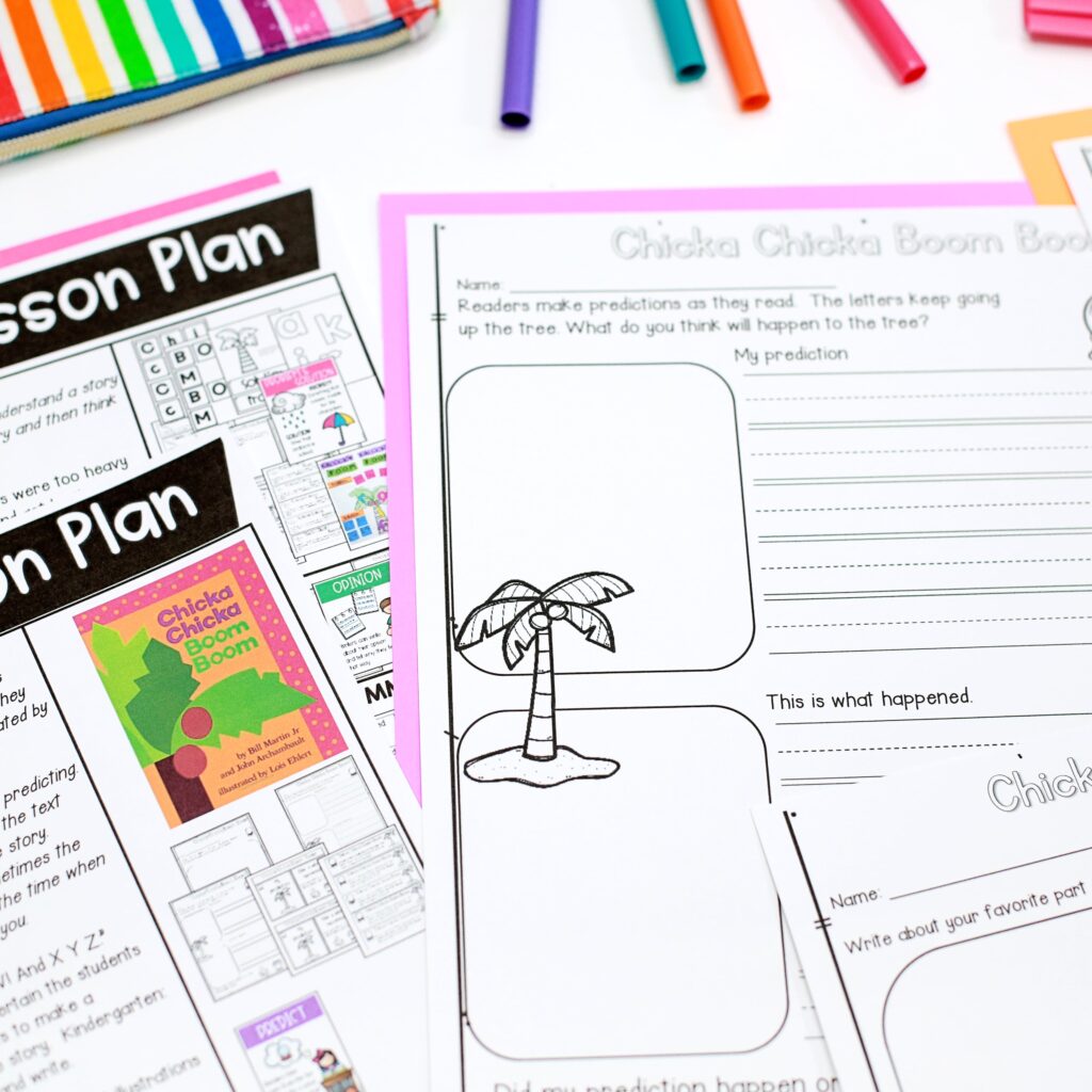 Chicka Chicka Boom Boom lesson plans and prediction printable