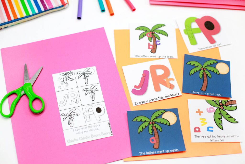 Story retelling cards for Chicka Chicka Boom Boom