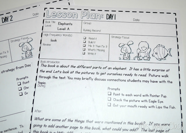 Guided Reading Organization helps you stay on track for your small group lessons.  These kindergarten leveled texts will help you guide your students in their reading.  There is a free lesson for you too!