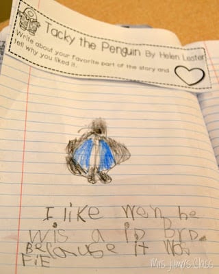 Winter close reading with your favoite books. Perfect for kindergarten and first grade. Reading comprehension, opinion writing and more. Tacky the Penguin and FREE lesson plans for The Mitten by Jan Brett.