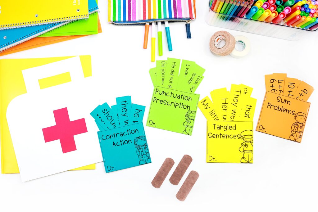 Four different take-home activities with doctor bag craft