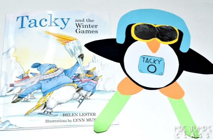 Winter Games Lesson Plans for kindergarten and first grade. Perfect to use during the Winter Olympics. Tacky and the Winter Games by Helen Lester is featured in this blog post. Reading comprehension, retelling, and a craft. Free directed drawing too.