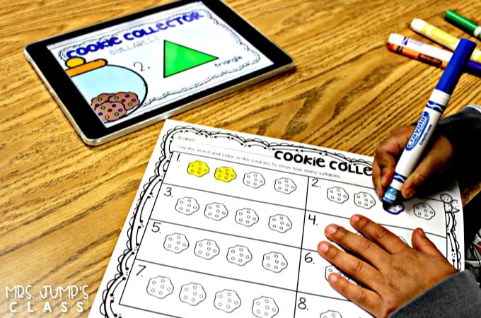 Digital Student Center Activities for kindergarten and first grade classrooms. These paper saving math and literacy skills centers, with response worksheets, will be a classroom favorite.