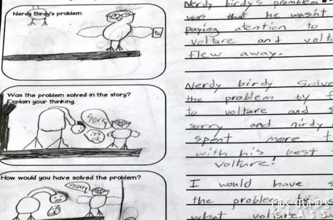 Second Grade Close Reading for Nerdy Birdy Tweets by Aaron Reynolds. Reading comprehension ideas with student response activities. Grammar, vocabulary, and a cute craft too!