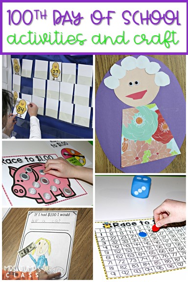 100th Day of School Activities for kindergarten and first grade. Such a fun celebration! See how we celebrate with math centers, reading, writing, and a fun craft!