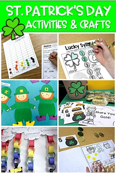 St. Patrick's Day activities for kindergarten and first grade. Cute craft ideas and fun math and literacy lessons to help you celebrate.