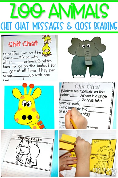 Zoo Animals unit packed full of resources! Engaging and fun activities. Chit Chat messages, close reading passages, crafts, and more!