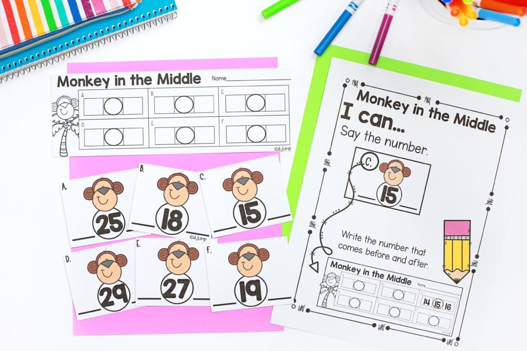 Monkey in the middle kindergarten math centers.