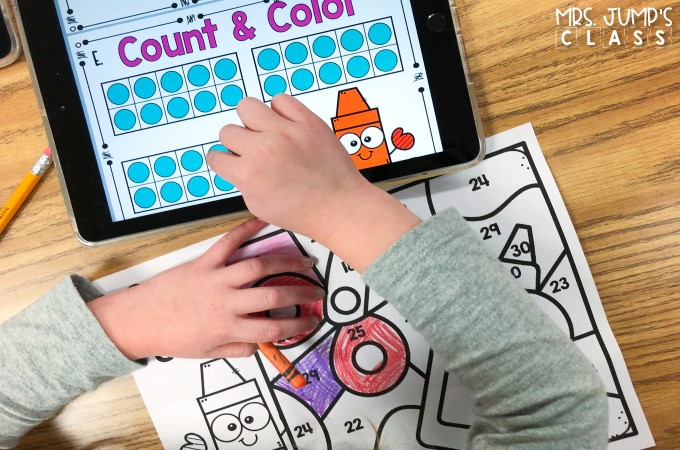 Numbers to 30 digital and printable math centers! Numeral writing, counting mats, geoboard number cards, centers, response sheets, and even more!