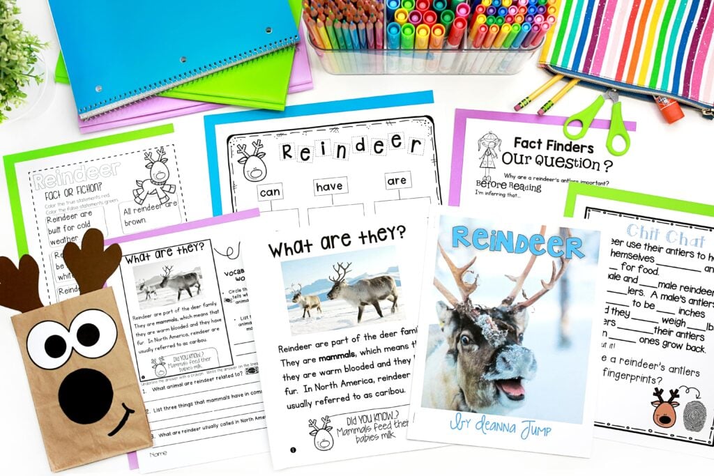 A variety of reindeer nonfiction activities