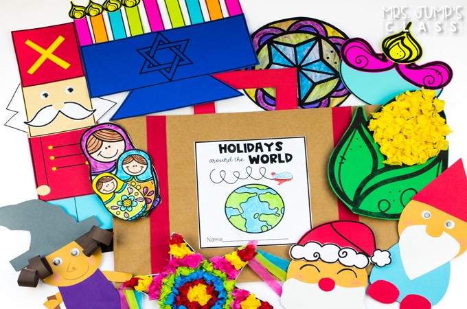 Holidays around the World! Travel around the world and learn about 10 different celebrations. PowerPoints, anchor charts, writing responses, and crafts!