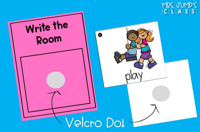 Write the room frame and cards with velcro dots