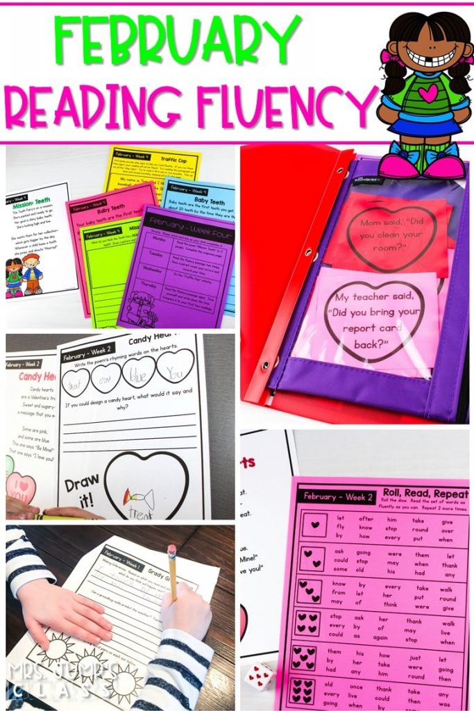 Focus on reading fluency in February. Differentiated fluency passages and activities that can be used in class or given for homework.