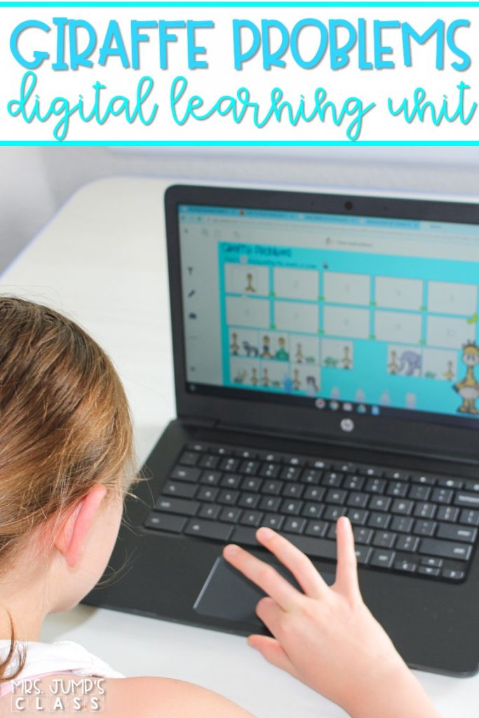 Digital learning reading lesson plans that work great for distance learning. This unit features the story, Giraffe Problems by Jory John. Reading response and nonfiction activities, too!
