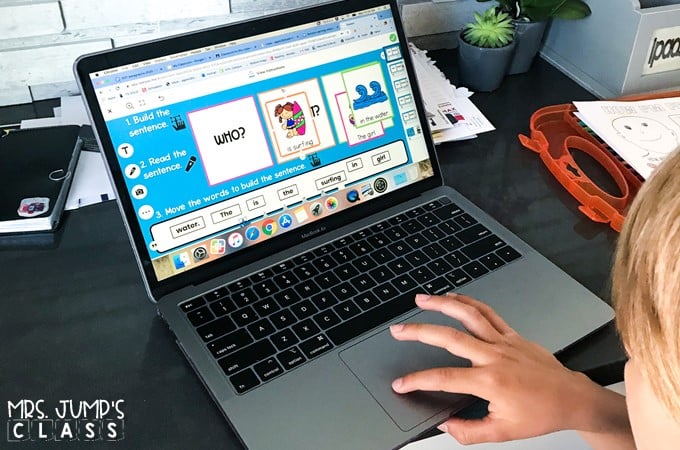 Digital sentence building activities that are preloaded to Seesaw for distance learning, or use of technology within your kindergarten classroom.