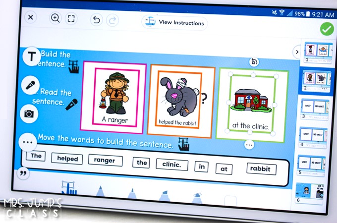 Digital sentence building activities that are preloaded to Seesaw for distance learning, or use of technology within your kindergarten classroom.