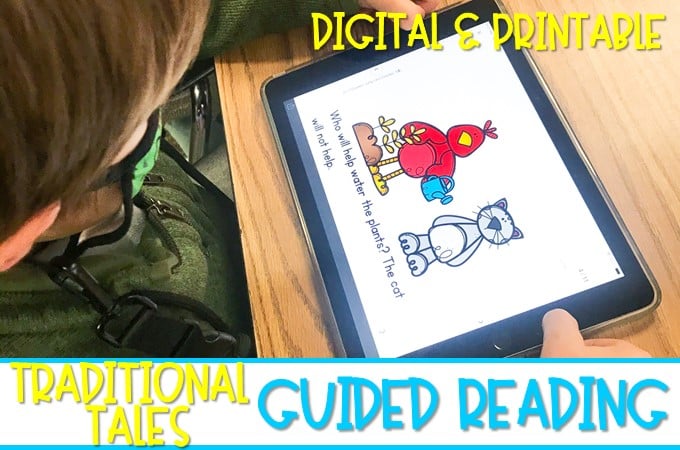 Guided reading lessons, books, and activities for reading levels AA-J. Digital and printable options for teaching guided reading to K-1 students.