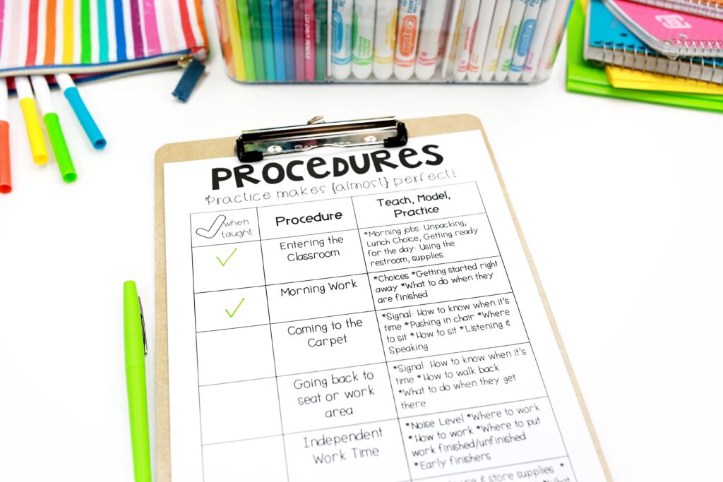 A clipboard with a list of procedures 