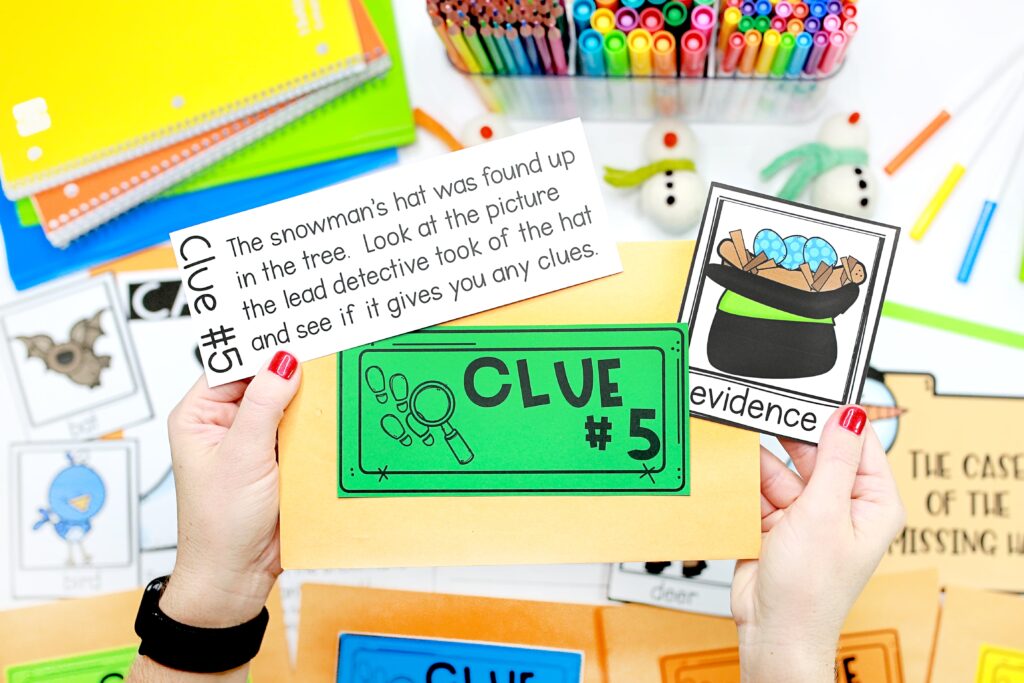 Clue number five for the snowman inferencing activity
