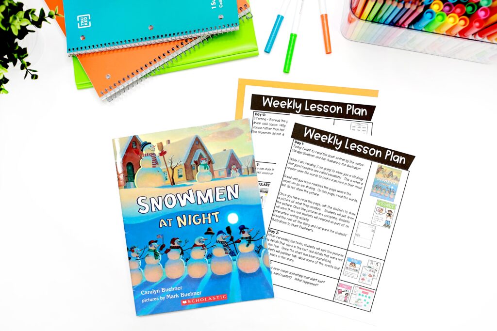 Snowmen at Night book with printable lesson plans