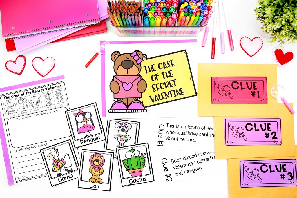 A variety of printables for The Case of the Missing Valentine
