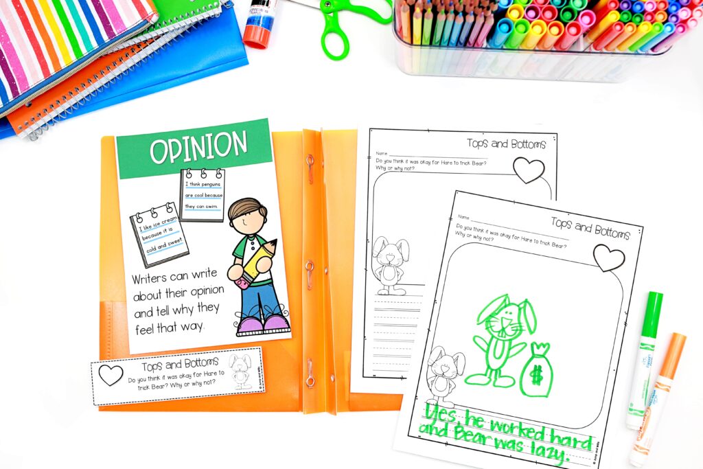 Opinion writing visual aid and opinion writing activity