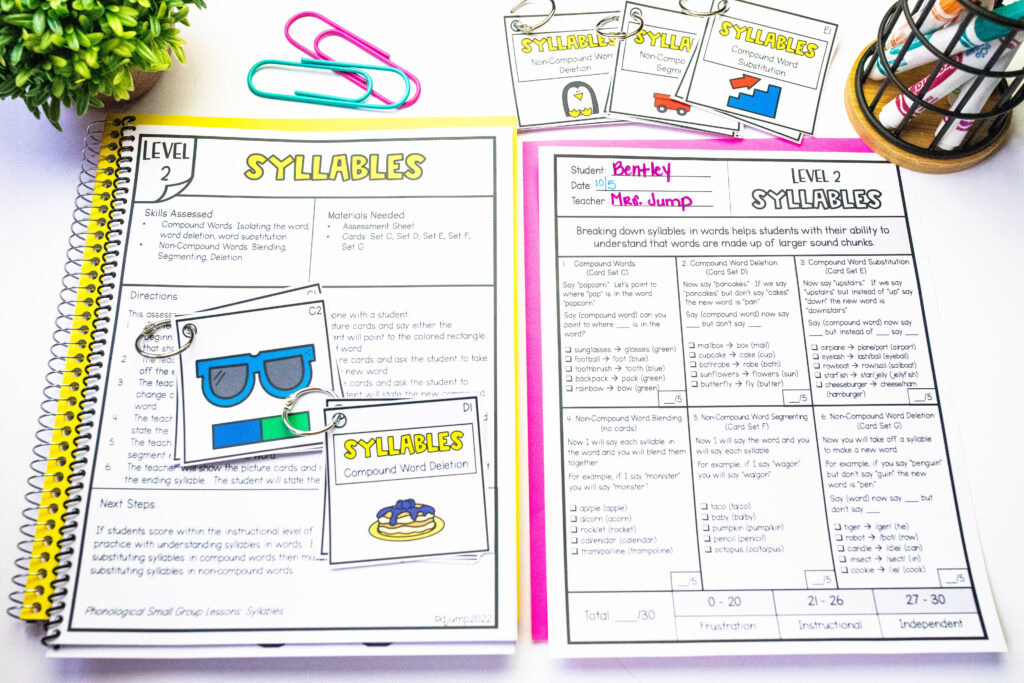 Syllable phonological awareness assessment