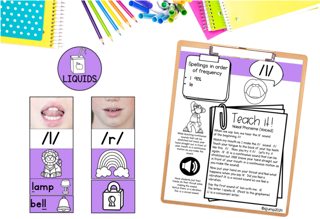 Two phoneme cards with, one with a lock graphic on the spelling